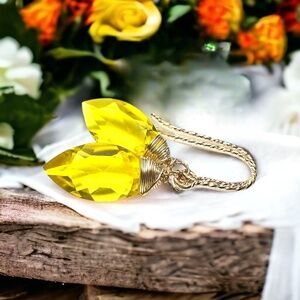 New Citrine Earrings Handmade 14k Yellow Gold Filled ,  November Birthstone